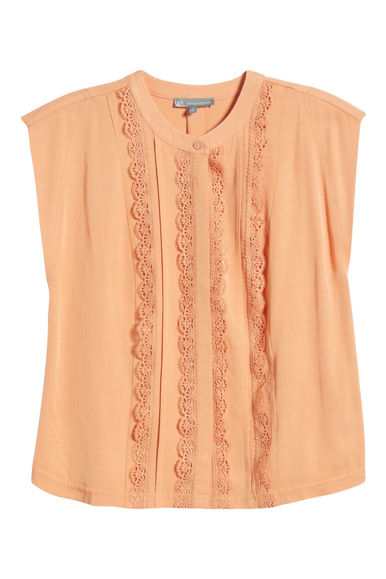 Embellished Cap Sleeve Button-Up Shirt, Alternate, color, AUTUMN SUNSET