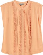 Wit & Wisdom Embellished Cap Sleeve Button-Up Shirt