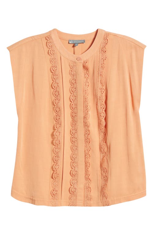 Shop Wit & Wisdom Embellished Cap Sleeve Button-up Shirt In Autumn Sunset