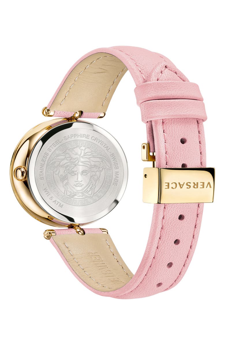 Versace Palazzo Empire Leather Strap Watch, 34mm, Alternate, color, 