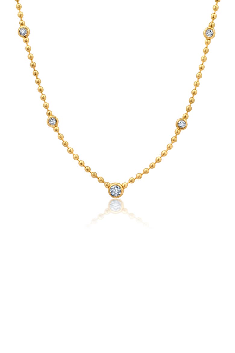 Cubic Zirconia Station Chain Necklace, Main, color, NO COLOR