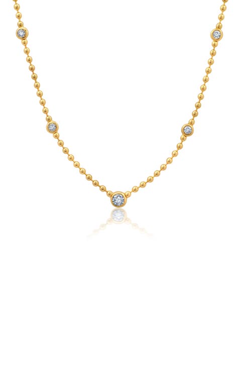 Cubic Zirconia Station Chain Necklace