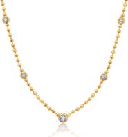 Crislu Cubic Zirconia Station Chain Necklace