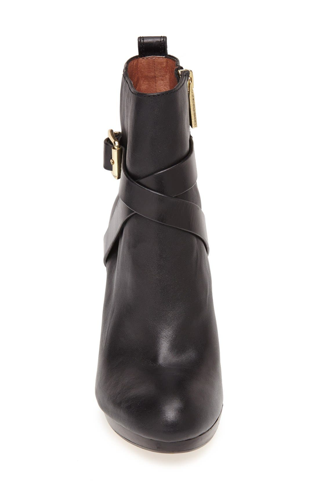 'Labradora' Leather Platform Bootie, Alternate, color, BLACK