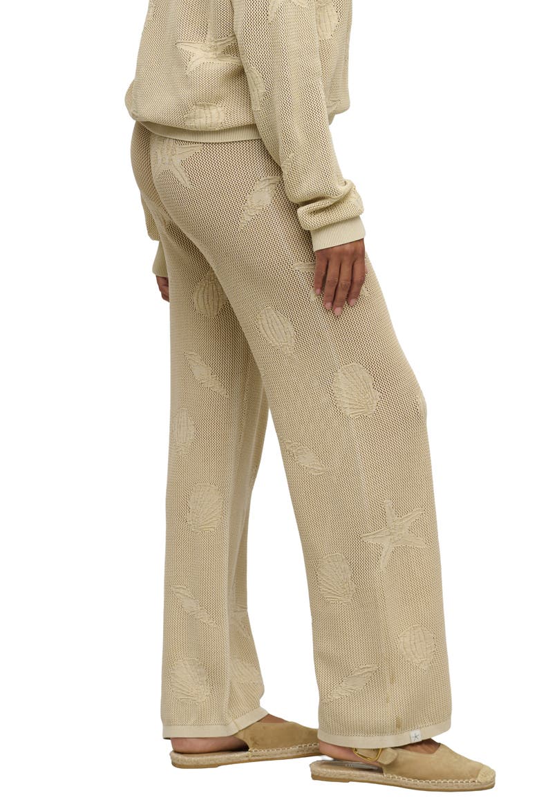 Shell Jacquard Sheer Cotton Pajama Pants, Alternate, color, STONE
