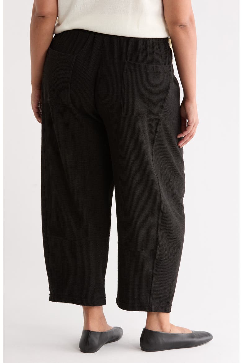 Corduroy Knit Crop Barrel Leg Pants, Alternate, color, BLACK