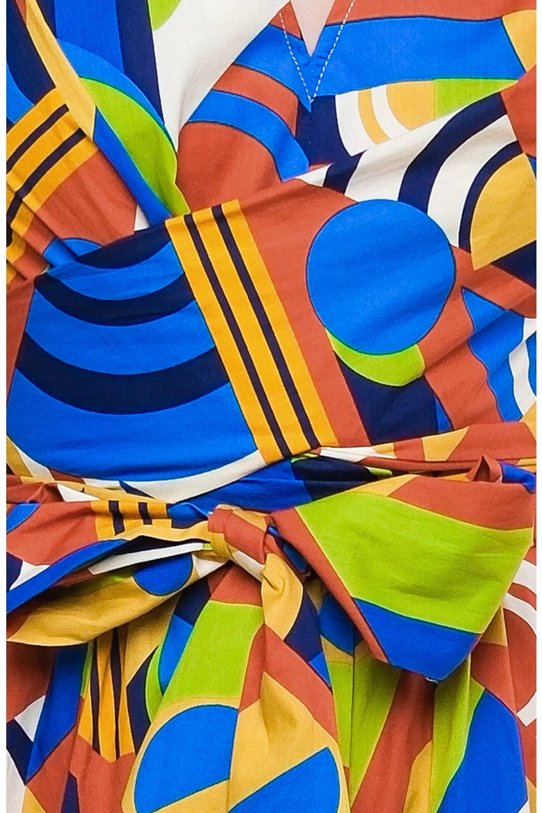 Print Cotton Fit & Flare Midi Dress, Alternate, color, BLUE RUST