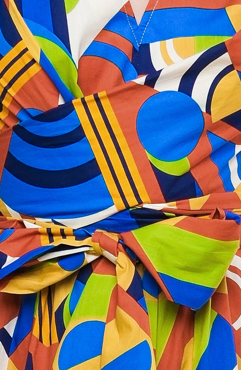 FLYING TOMATO Print Cotton Fit & Flare Midi Dress, Alternate, color, Blue Rust