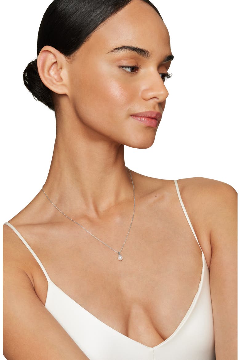 Solari Pendant Necklace with Pearl & Diamonds in 18K Gold, Alternate, color, WHITE GOLD/ DIAMOND/ PEARL