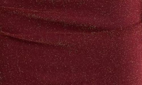 Eliza J Mock Neck Ruched Long Sleeve Mesh Body-con Dress In Burgundy