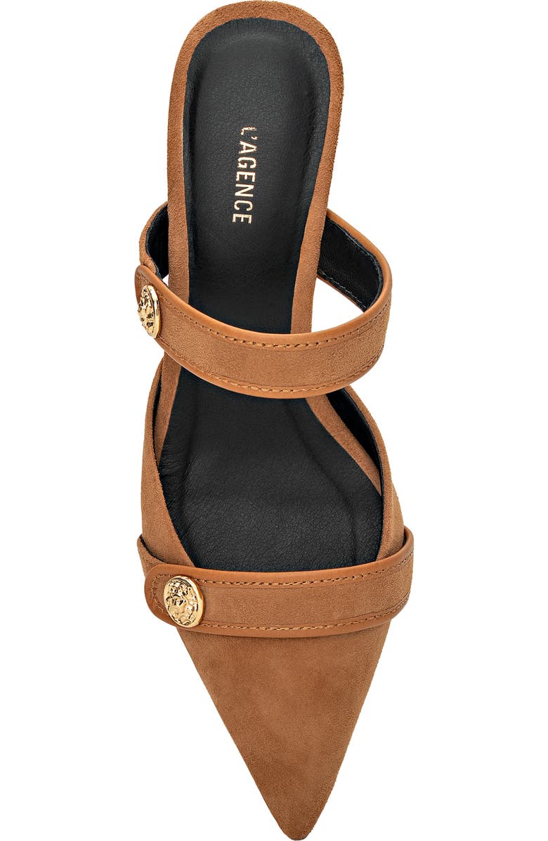 L'AGENCE Gilliane Mary Jane Pointed Toe Kitten Heel Mule, Alternate, color, Sand Suede