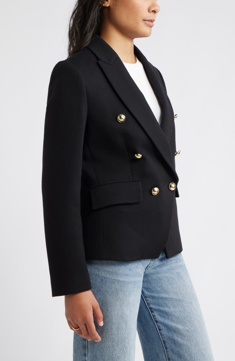 Caslon<sup>®</sup> Double Breasted Twill Blazer, Alternate, color, Black