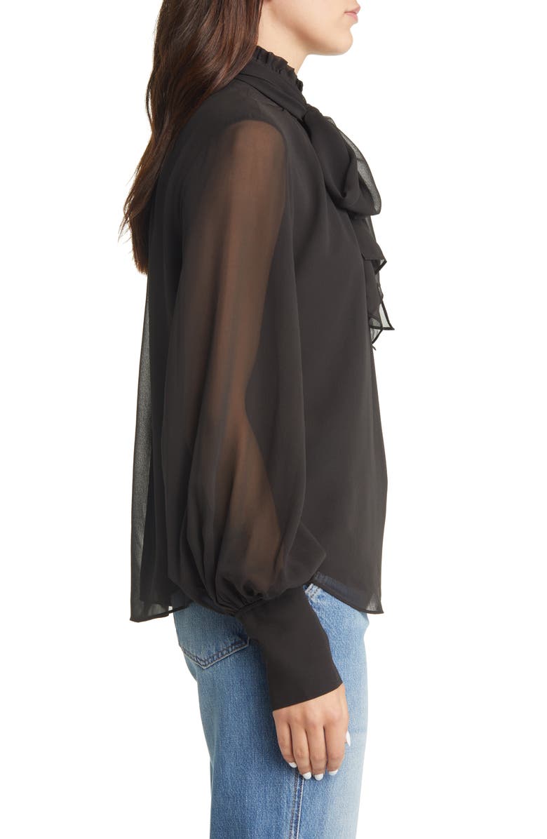 FRAME Silk Chiffon Bow Blouse, Alternate, color,