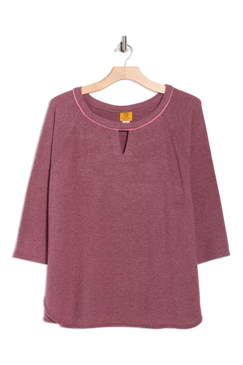 Keyhole Hacci Knit Pullover, Alternate, color, RAISIN HEATHER