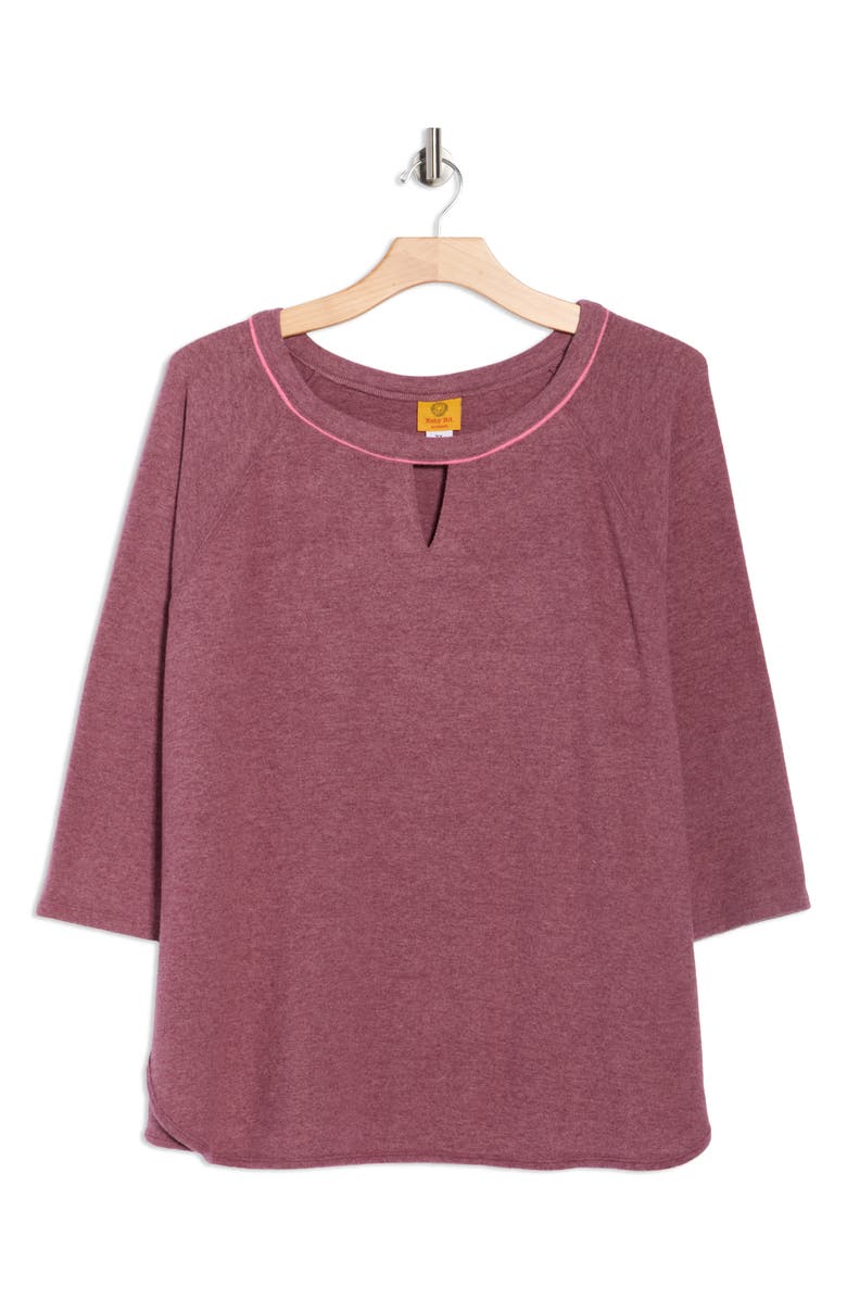 RUBY RD Keyhole Hacci Knit Pullover, Alternate, color, Raisin Heather