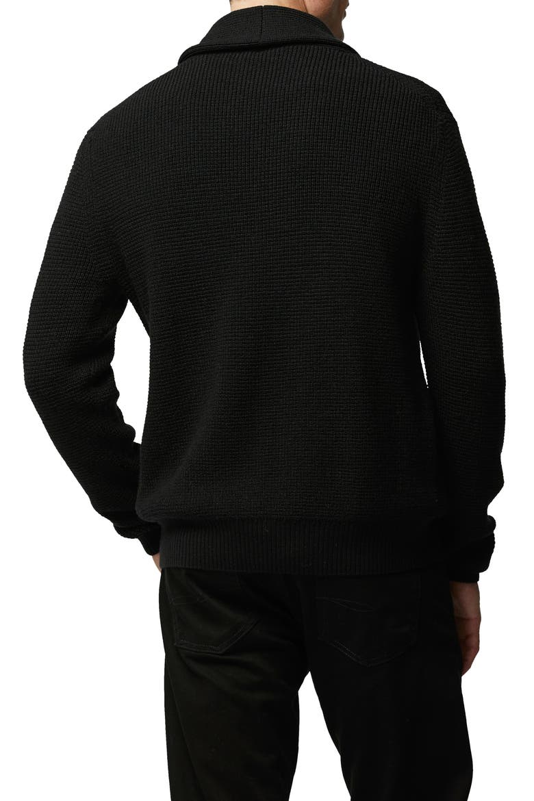 Brigadoon Shawl Collar Merino Wool Cardigan, Alternate, color, EBONY