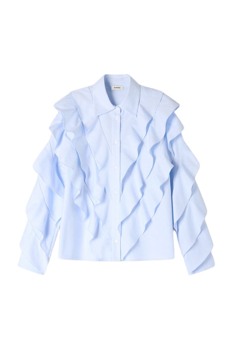 Ruffled cotton shirt, Alternate, color, Sky blue