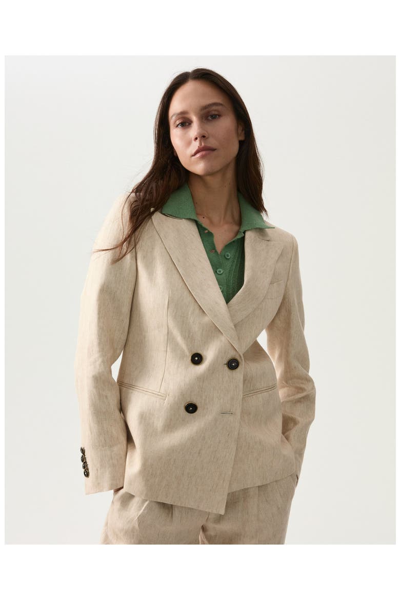 Bastien Classic Linen Jacket, Alternate, color, Cream