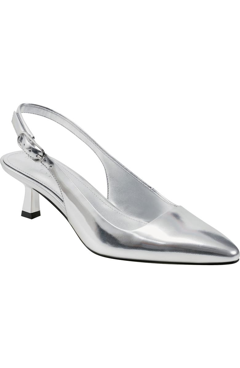 Marc Fisher LTD Kory Pointed Toe Kitten Heel Pump, Main, color, Silver