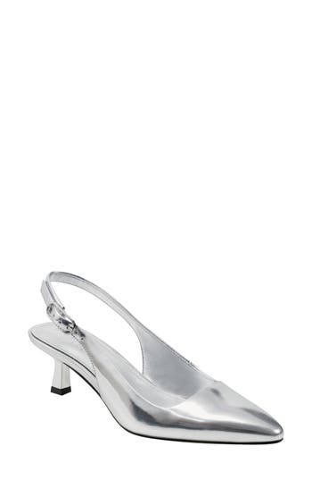 Marc Fisher Ltd Kory Pointed Toe Kitten Heel Pump In Silver