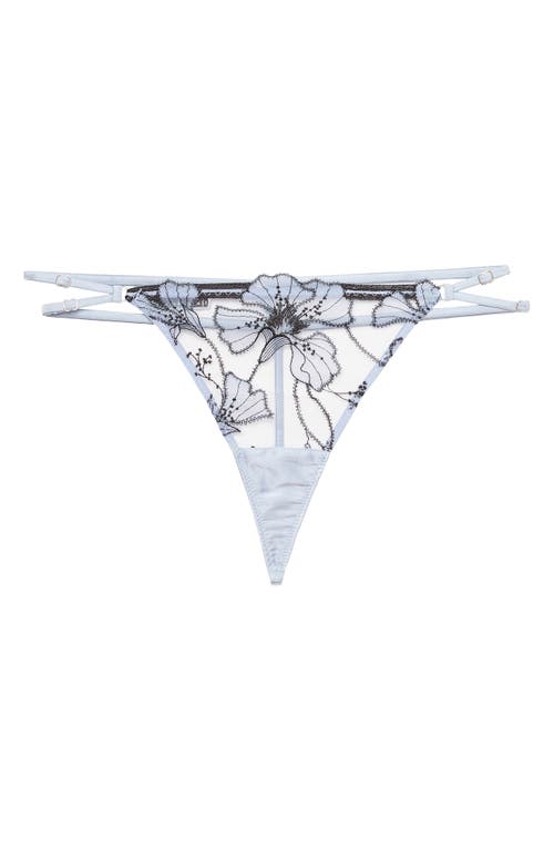 Fleur Du Mal Harper Embroidered G-string In Crystal Blue