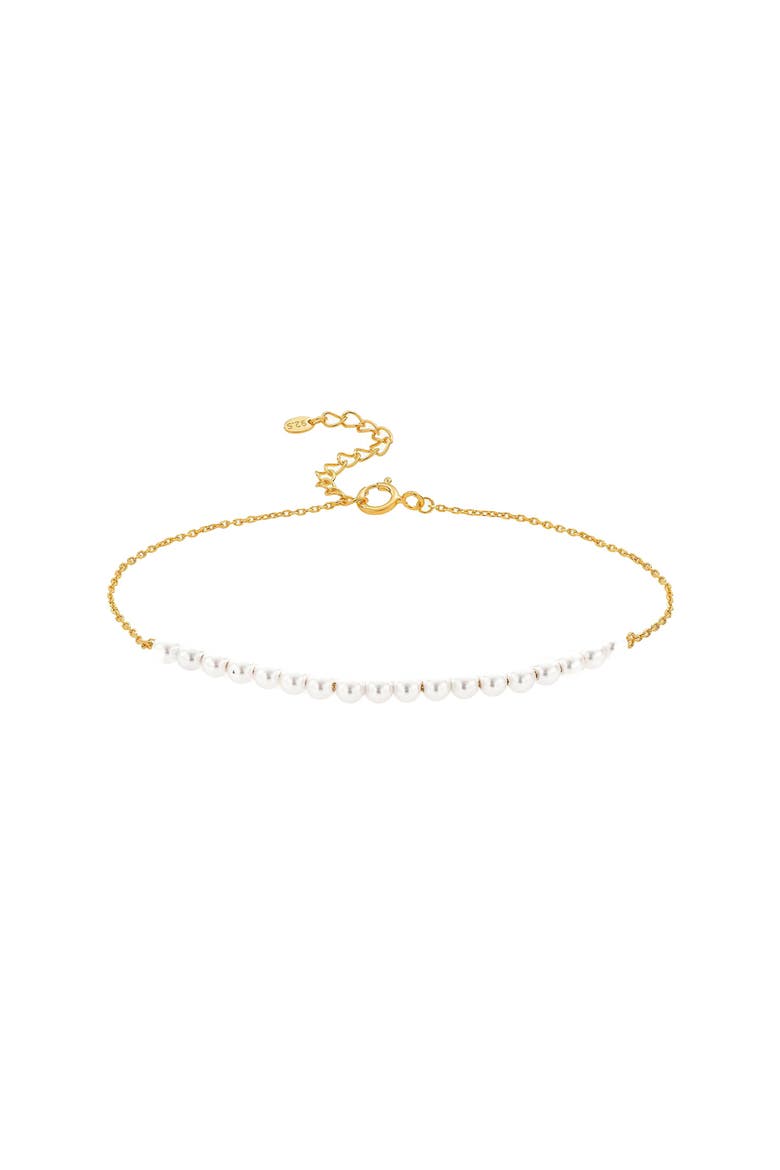 Sterling Silver 18k Gold Plated Rosalie Pearl Bracelet Minimalist Trendy, Main, color, Gold