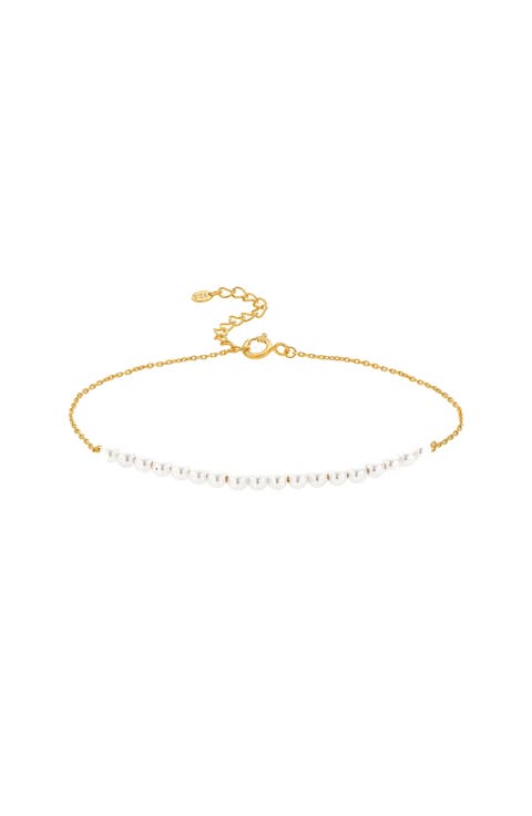 Sterling Silver 18k Gold Plated Rosalie Cultured Pearl Bracelet