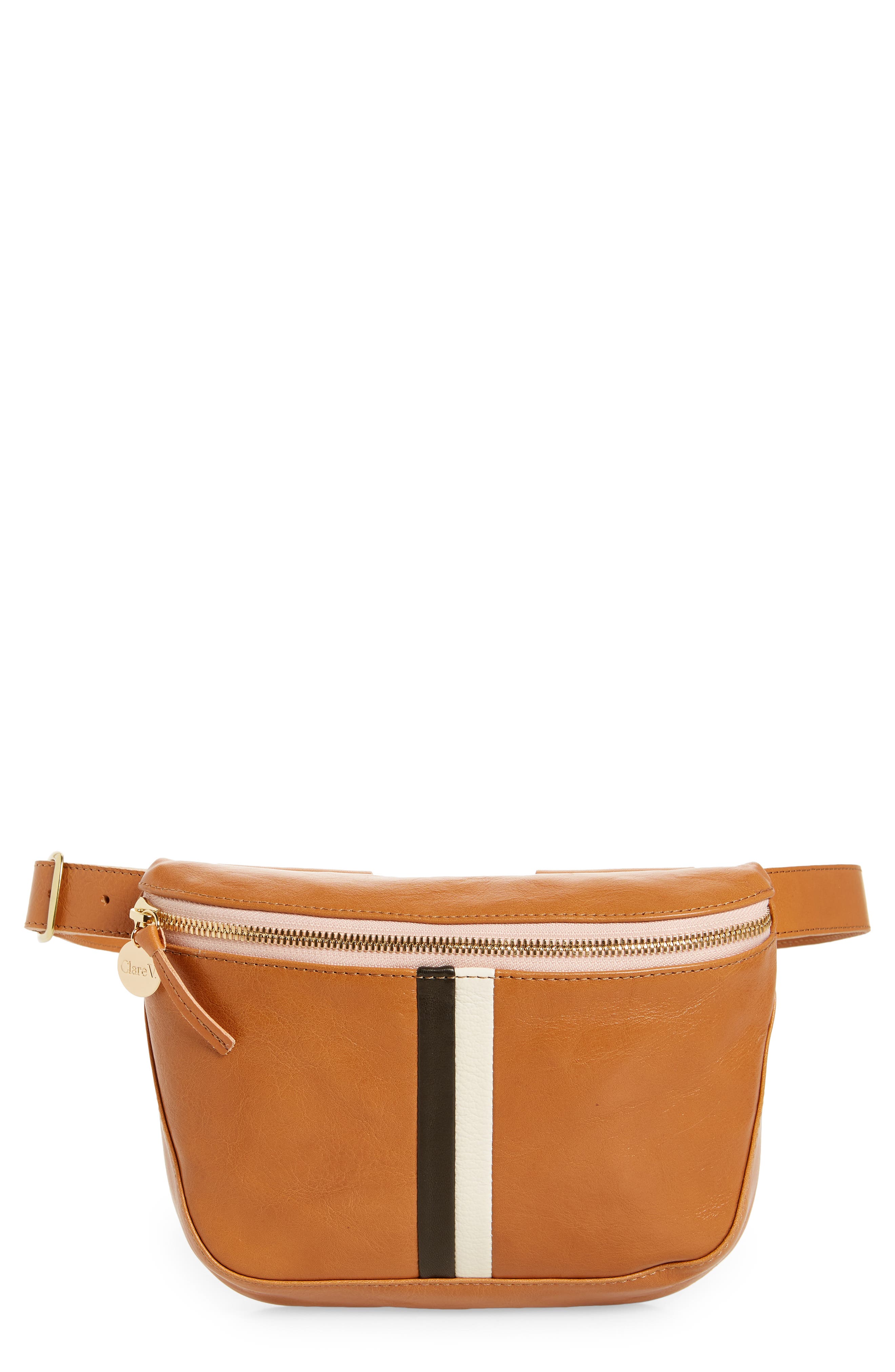 Clare V. Colorblock Leather Belt Bag, Main, color, 