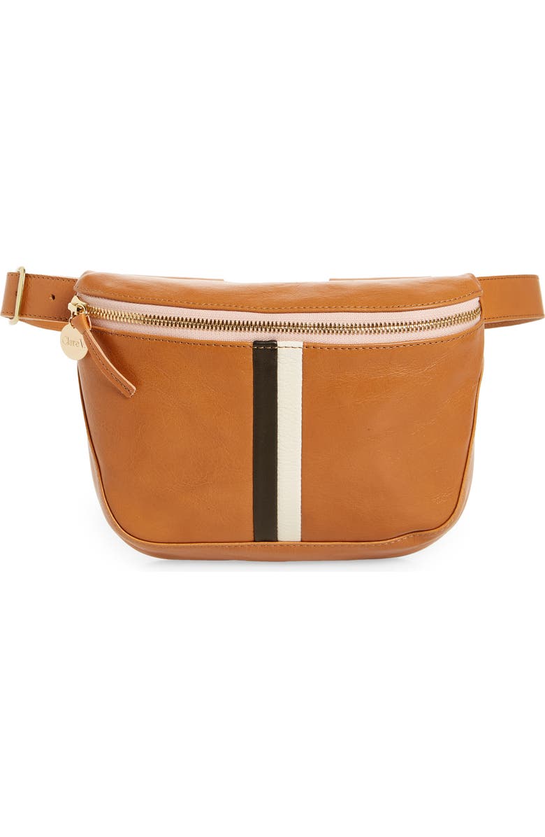 Clare V. Colorblock Leather Belt Bag, Main, color,