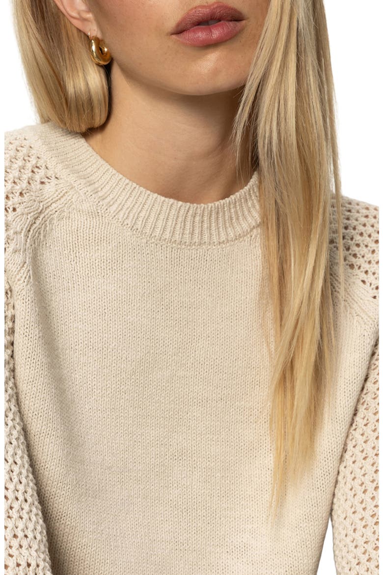 Perfect Moment Mix Stitch Cotton Crewneck Sweater, Alternate, color, LIGHT OAT