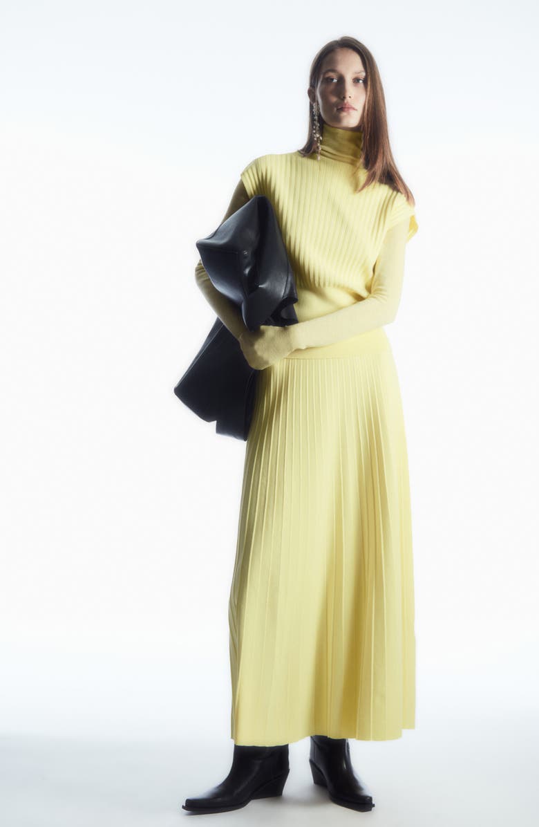 COS Pleated Knit Cotton Blend Maxi Skirt, Alternate, color,