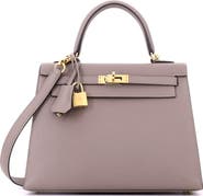 Pre-Owned Hermes Kelly Handbag Grey Epsom with Gold Hardware 25