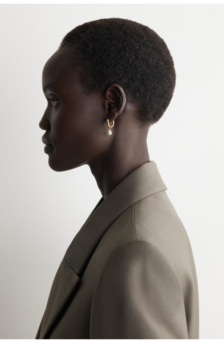 COS Mismatched Teardrop Pearl Hoop Earrings, Alternate, color, Gold