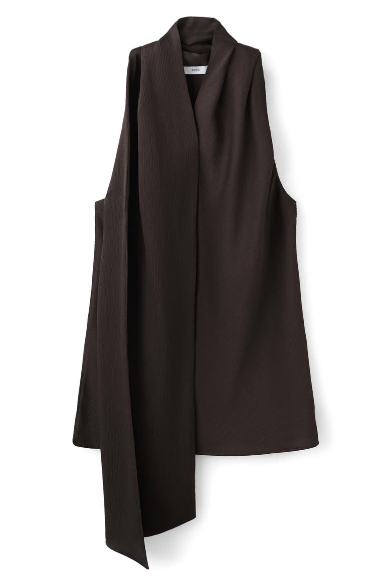 Scarf Crinkle Satin Top, Alternate, color, CHOCOLATE