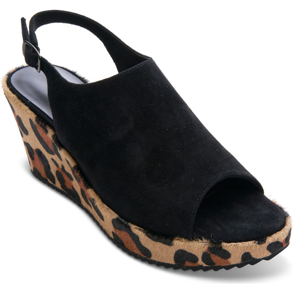 Vaneli Liza Genuine Calf Hair Wedge Sandal In Black