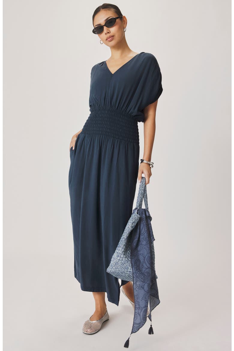 Marissa Smock Waist Maxi Dress, Alternate, color, MOOD INDIGO BLUE