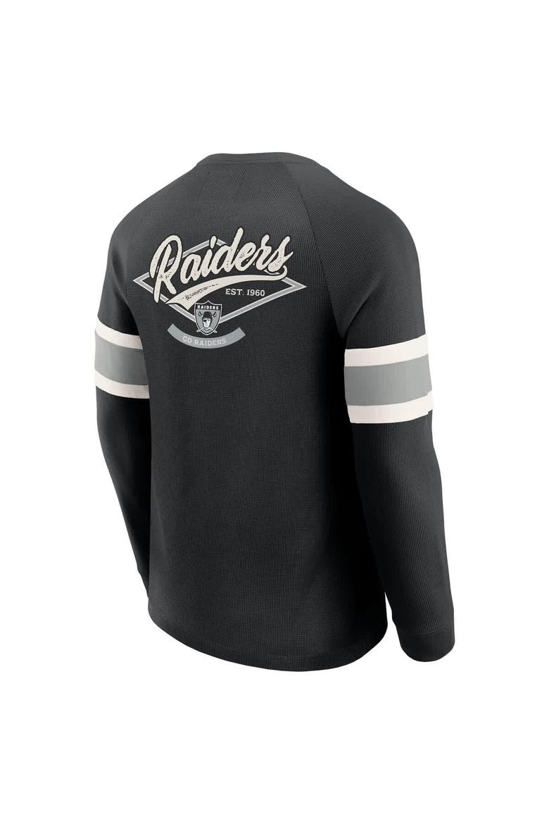 Men's Darius Rucker Collection by Fanatics Black Las Vegas Raiders Waffle-Knit Raglan Long Sleeve Henley T-Shirt, Alternate, color, Black