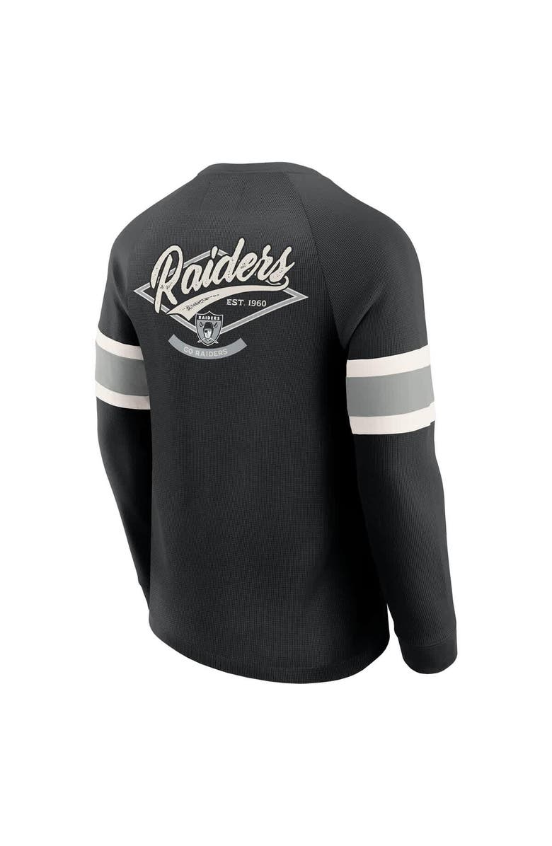 Darius Rucker Collection by Fanatics Men's Darius Rucker Collection by Fanatics Black Las Vegas Raiders Waffle-Knit Raglan Long Sleeve Henley T-Shirt, Alternate, color, Black