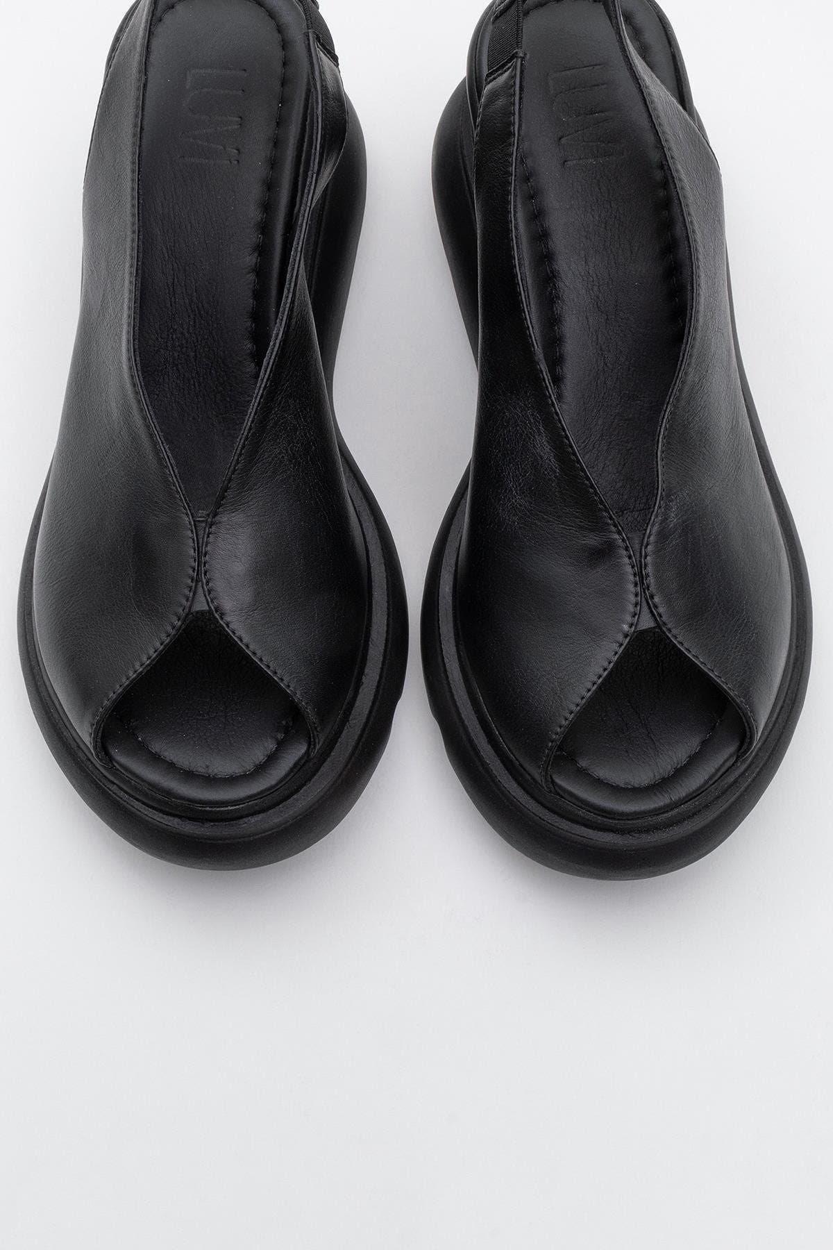 Forever & Always Shoes Sam Leather Platform Sandal, Alternate, color, Black Leather