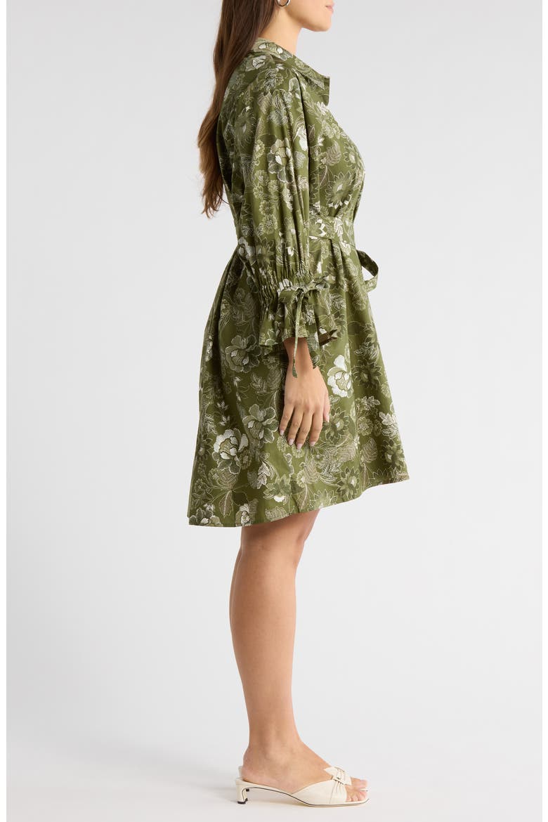 Emelia Hazelton Floral Cotton Shirtdress, Alternate, color, CREAM-OLIVE