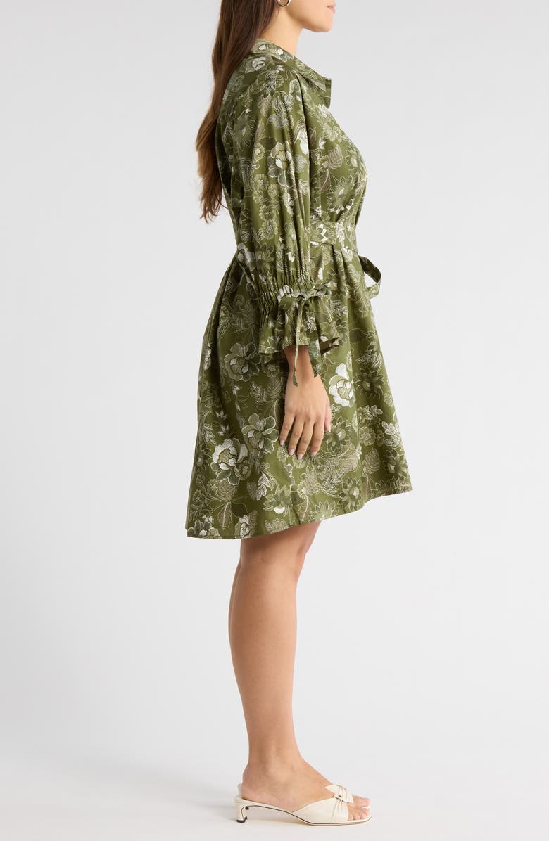 SUGARLIPS Emelia Hazelton Floral Cotton Shirtdress, Alternate, color, Cream-Olive