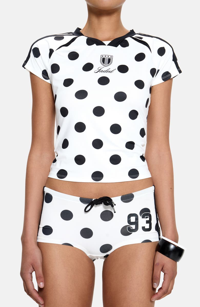 JADED LONDON Polka Dot Crop T-Shirt, Alternate, color, White
