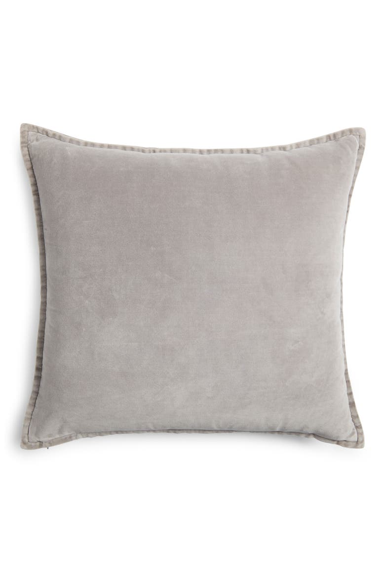 Velveteen Accent Pillow, Main, color, GREY OPAL