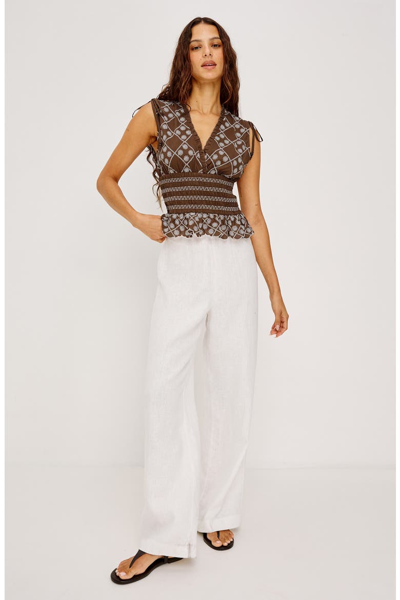 Rizzo Embroidered Top, Alternate, color, COCOA DAISY EMBROIDERY