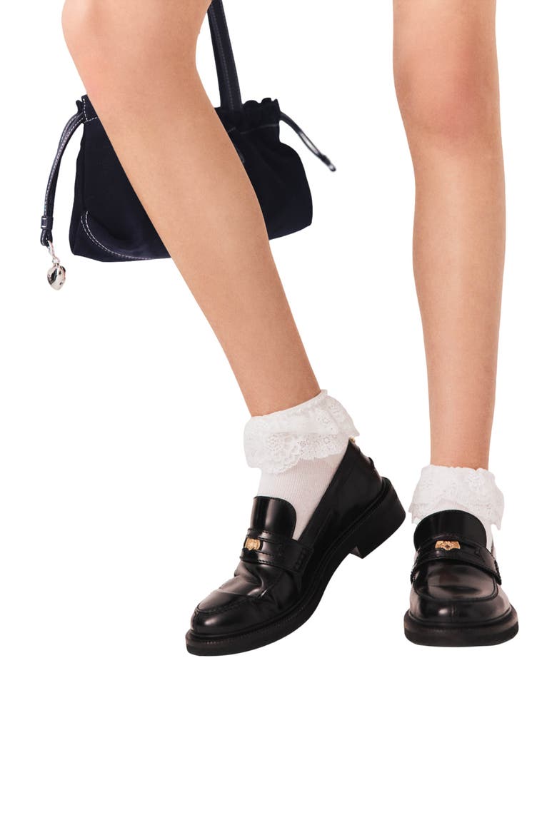 Lace frill socks, Alternate, color, White