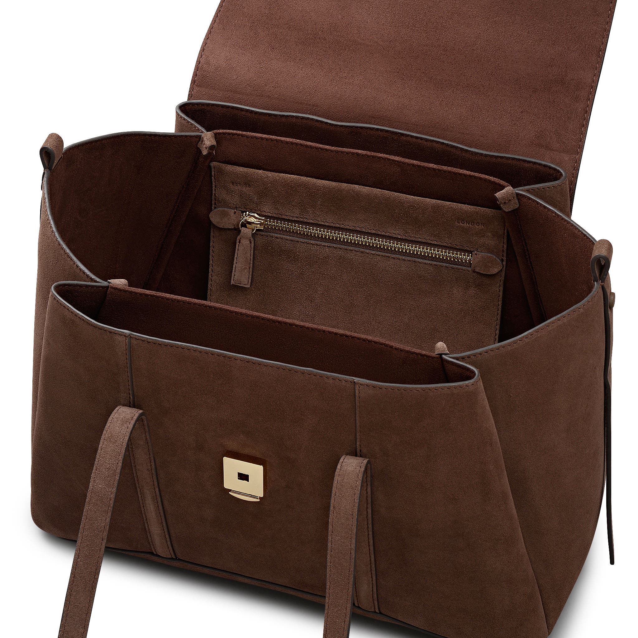Radley The Chancery - Suede Medium Flapover Shoulder Bag, Alternate, color, Coffee