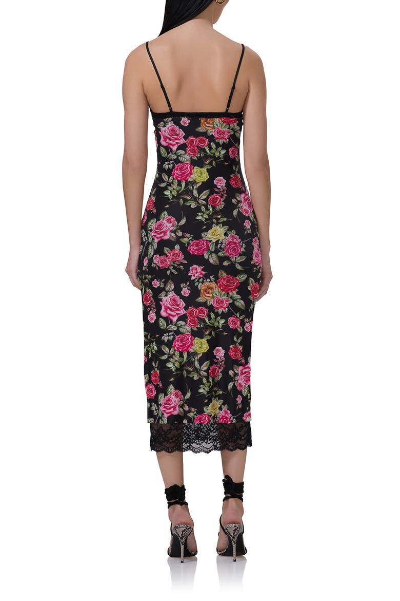 Nissa Lace Trim Midi Slipdress, Alternate, color, WALLPAPER ROSE