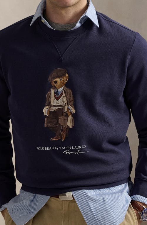 Polo Ralph Lauren Navy Blue Cotton Blend Sweatshirt With Iconic Bear Logo In Blue