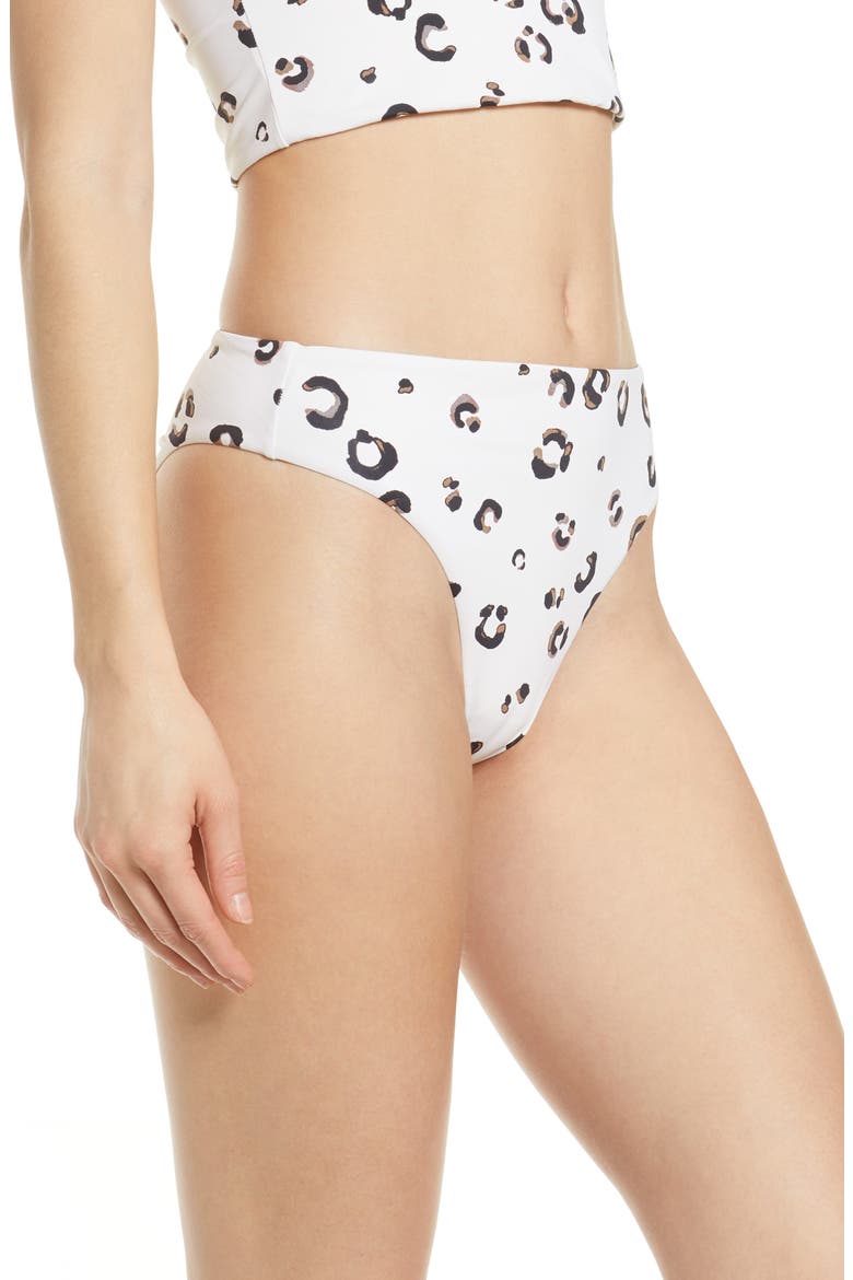 High Waist Bikini Bottoms, Alternate, color, LINEN