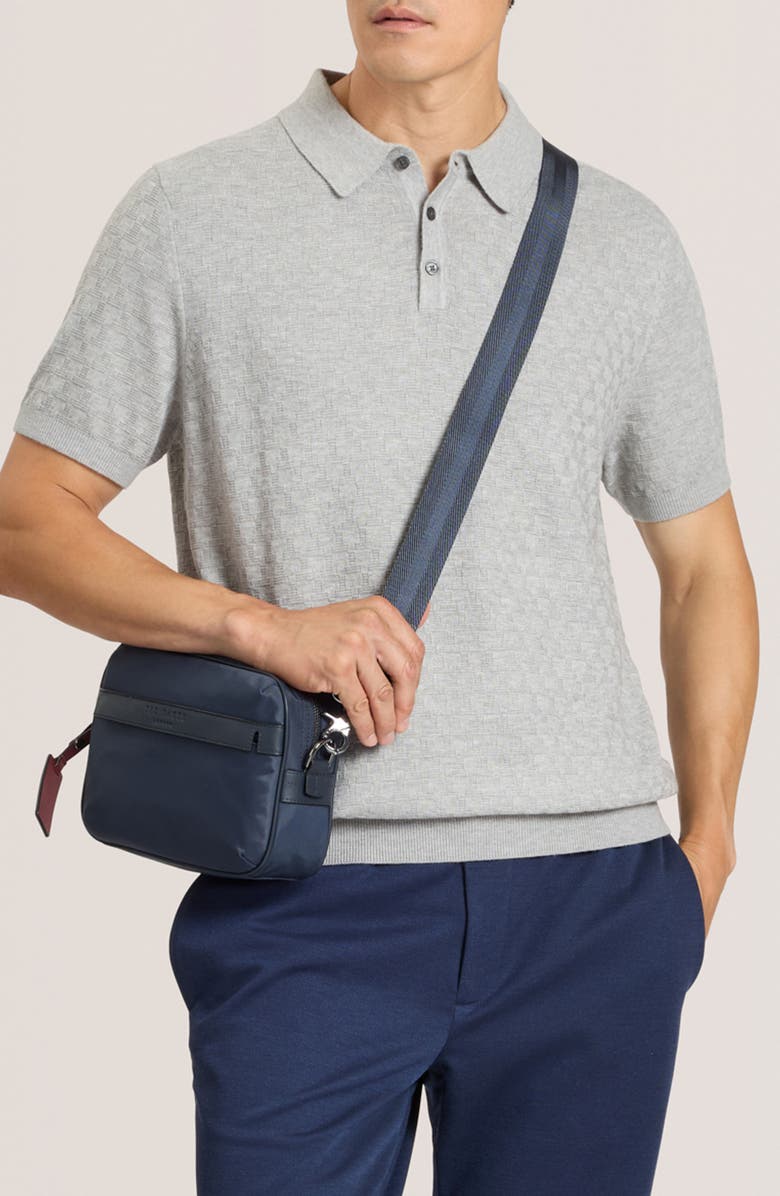 Ted Baker T Stitch Sweater Polo, Main, color, Grey Heather